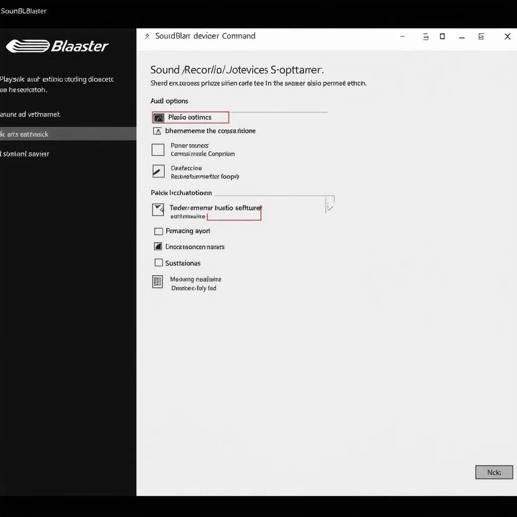 Sound Blaster Settings Panel