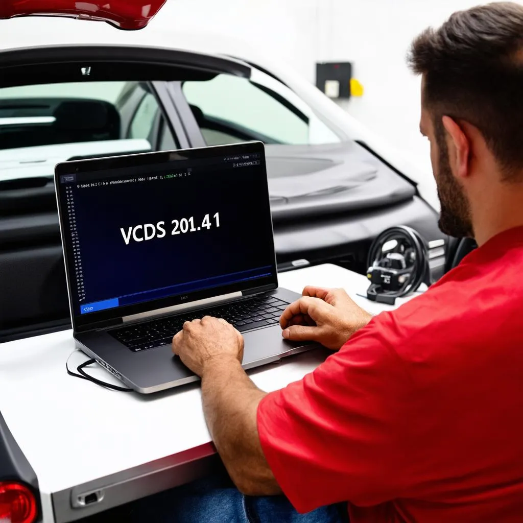 Mechanic Using VCDS 20.4.1 to Diagnose Car