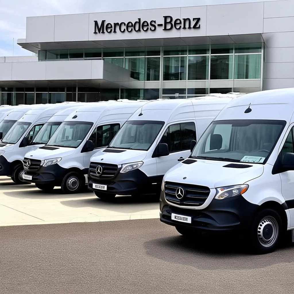 Mercedes-Benz Vans Lined Up for a Business