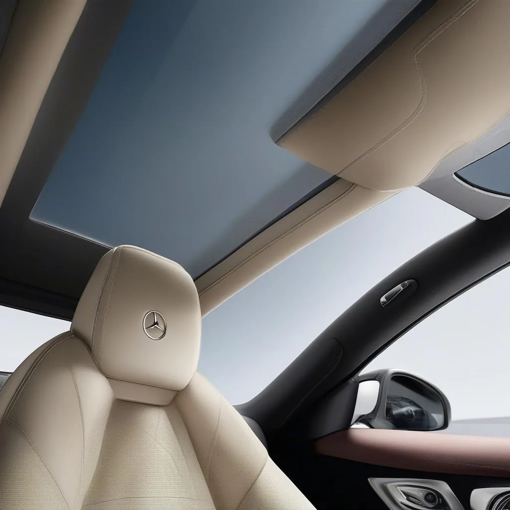 Mercedes SLK interior with a fixed glass roof