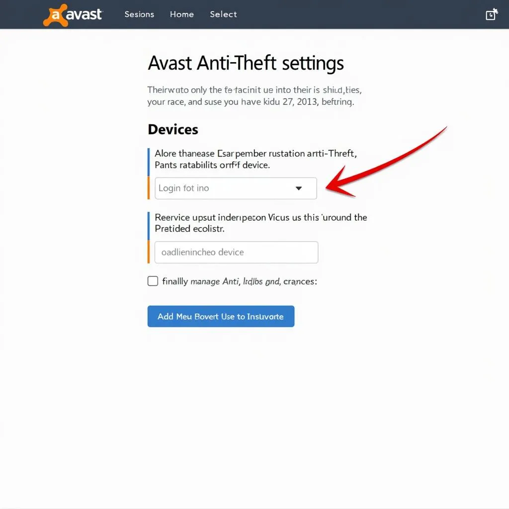 Accessing Avast Anti-Theft settings