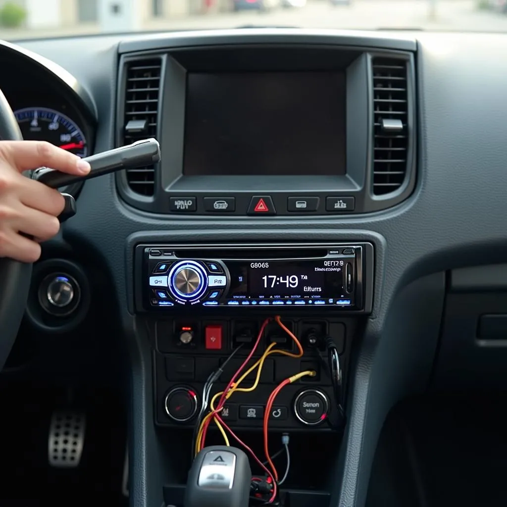 Aftermarket bluetooth car radio with backup camera installation