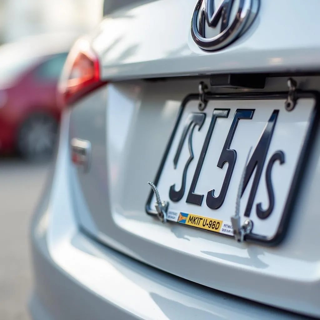 Close-up of anti-theft number plate screws