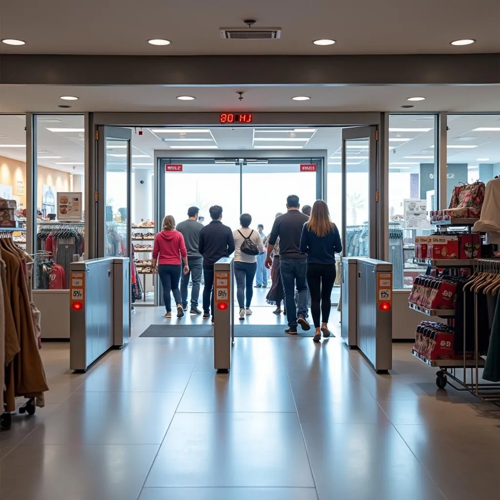 Anti-theft detection gates at store exit