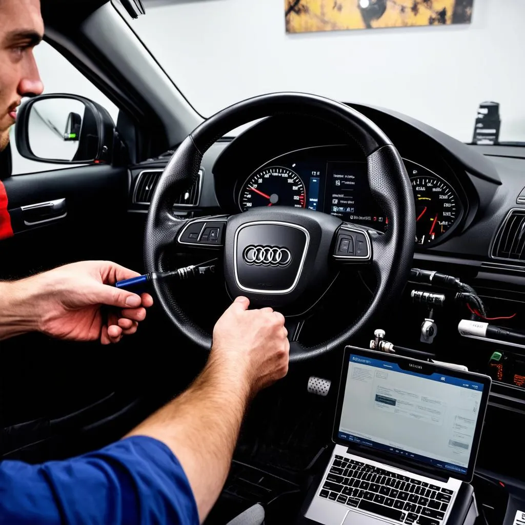 Audi Car with Laptop Connected