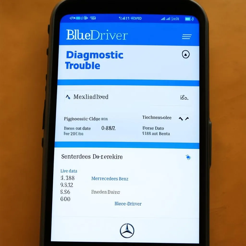 BlueDriver app displaying Mercedes diagnostics