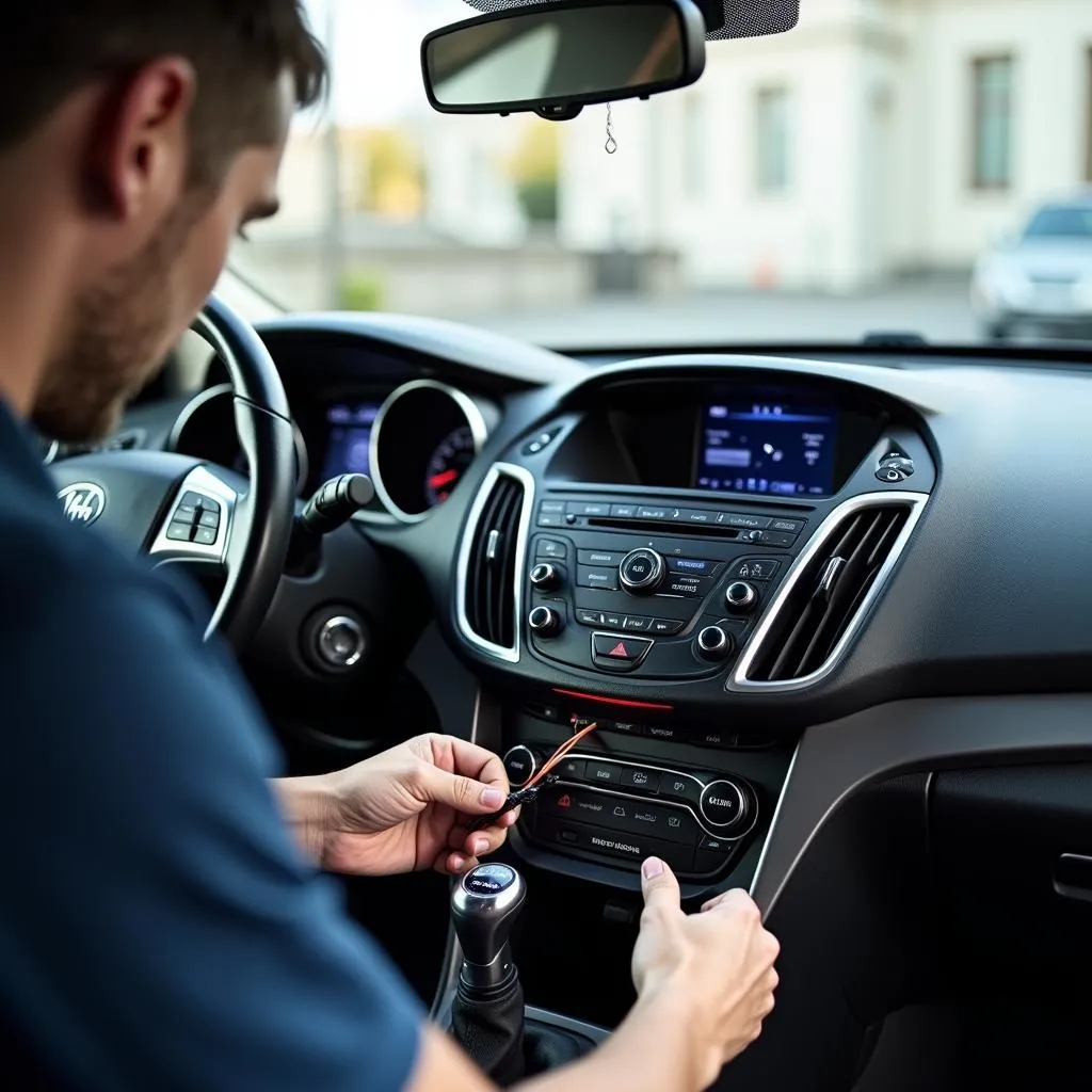 Bluetooth Car Kit Installation in Progress