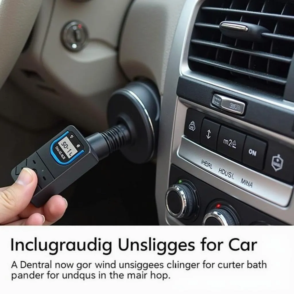 Bluetooth car radio plugged into a car cigarette lighter