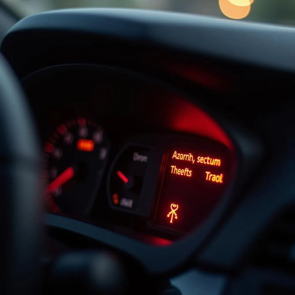 Cadillac DeVille dashboard with flashing security light