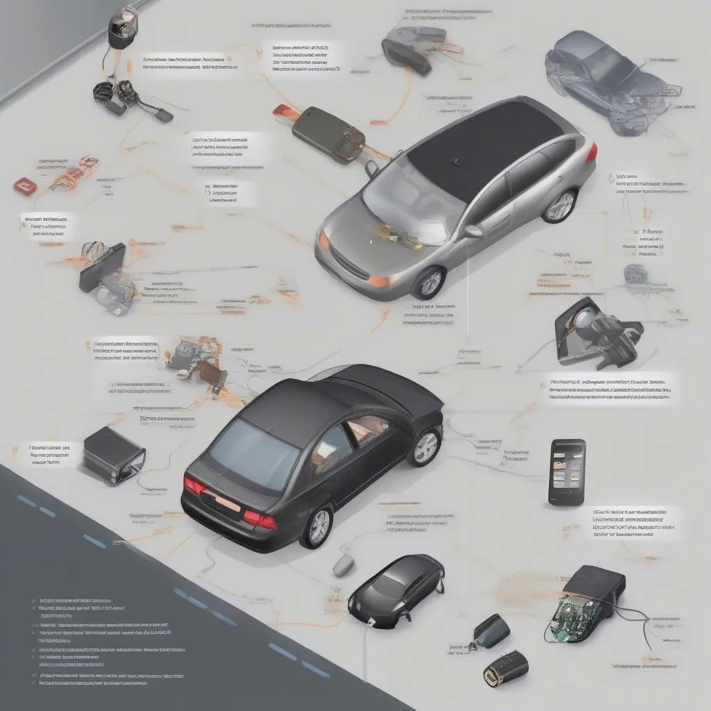 Car anti-theft system components diagram