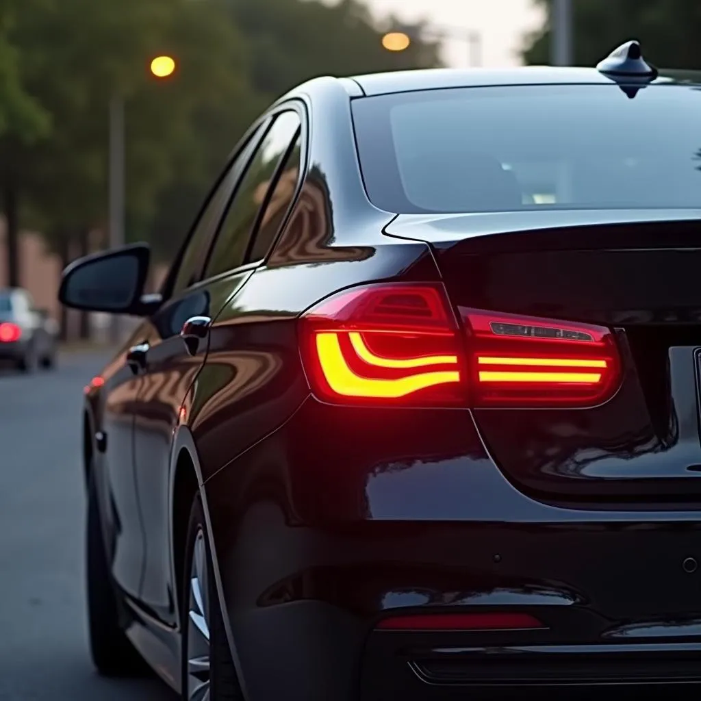 Car with flashing hazard lights, indicating a potential anti-theft system issue.