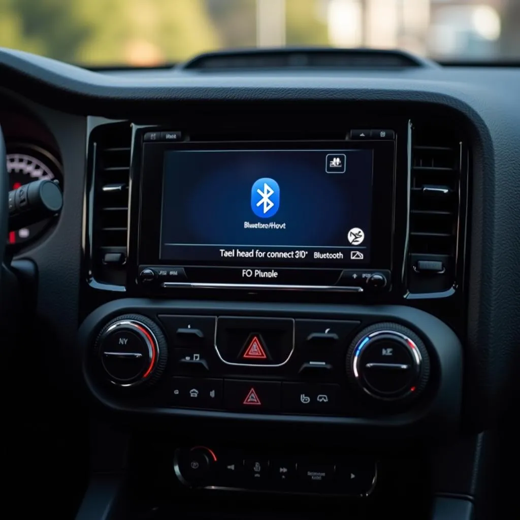 Car audio system with Bluetooth connection icon