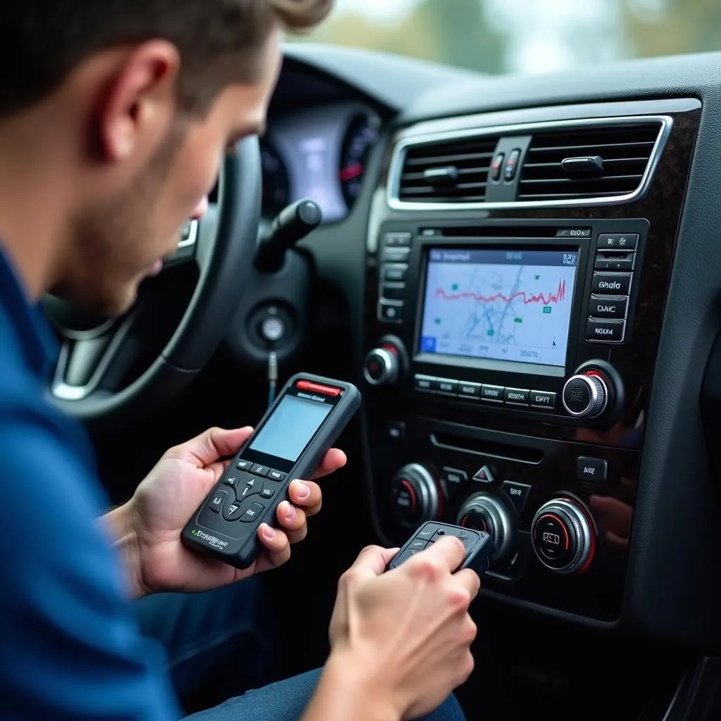 Car Audio Technician Repairing Bluetooth System