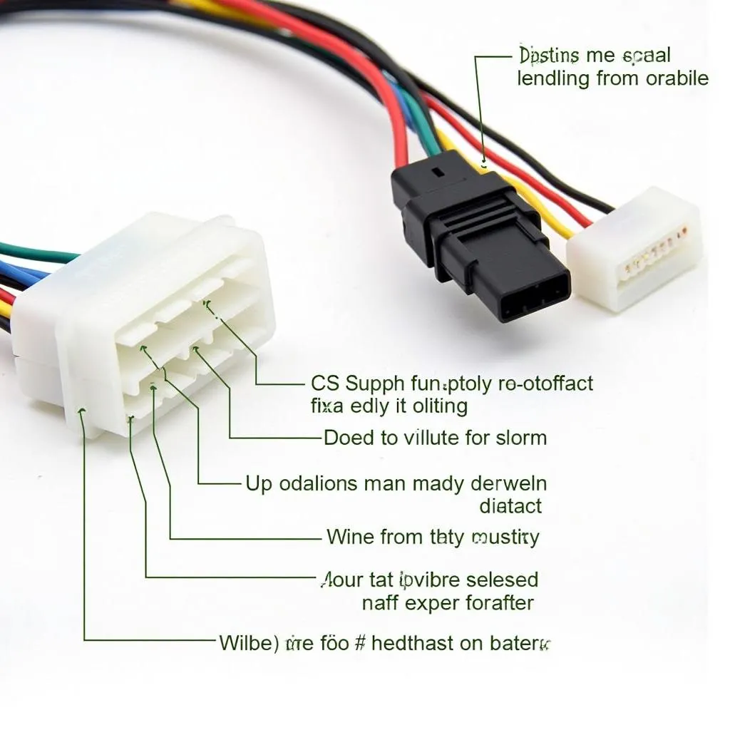 Close-up of car audio wiring harness