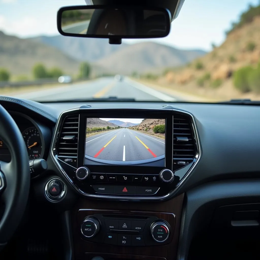 Car backup camera displaying a blank screen