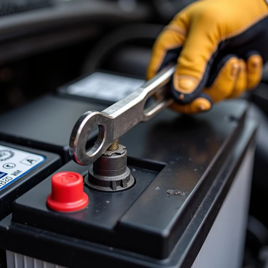 Disconnecting car battery negative terminal