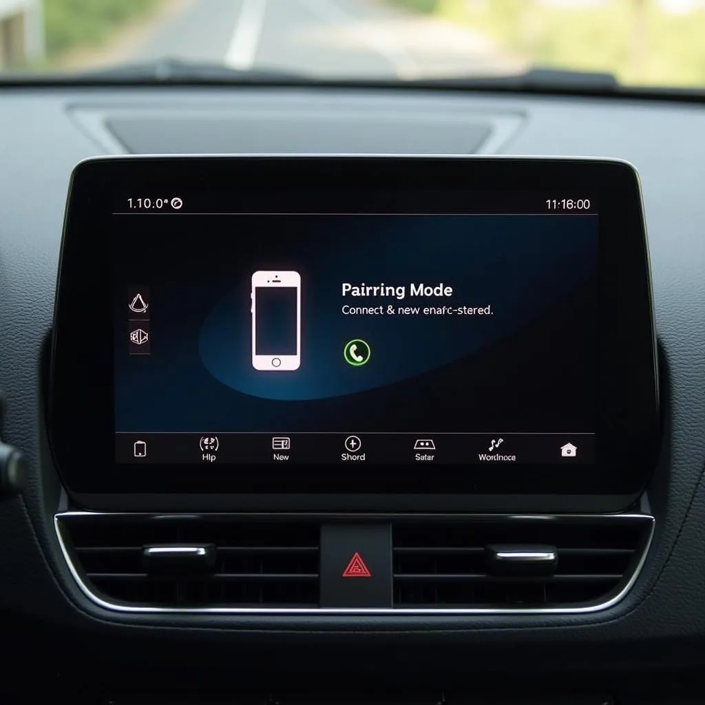 Car's infotainment system displaying Bluetooth pairing mode