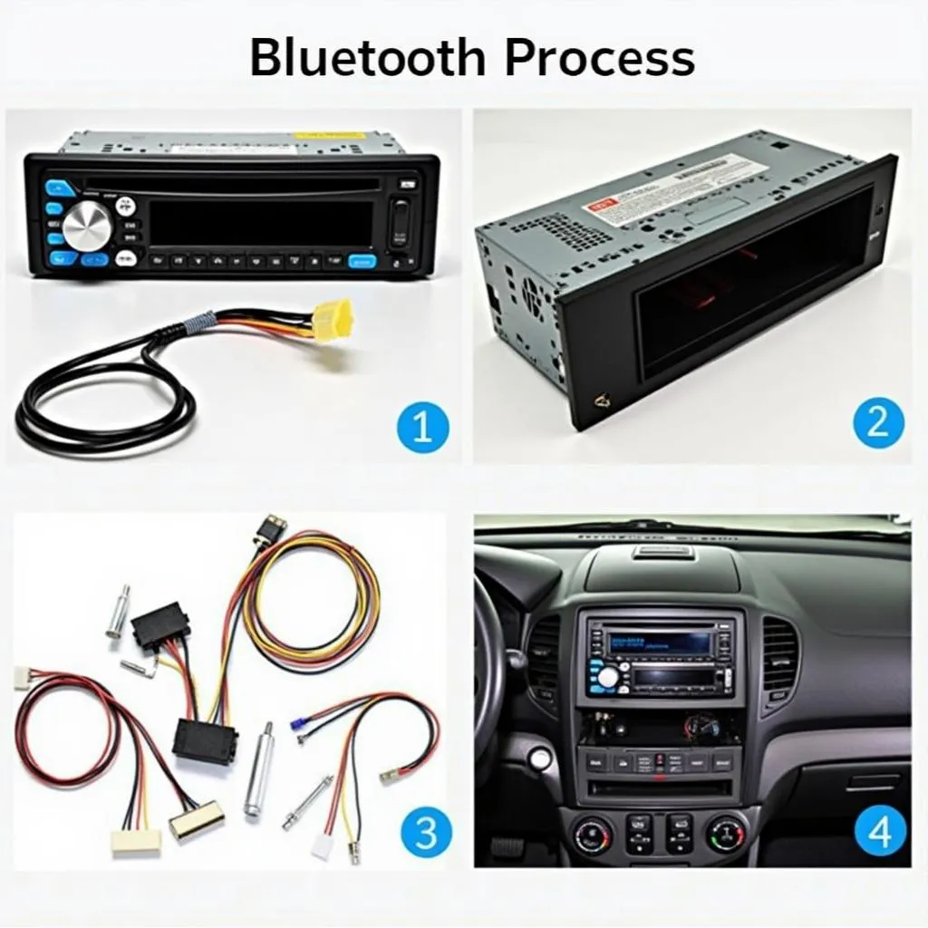 Close-up of a car Bluetooth radio installation in progress