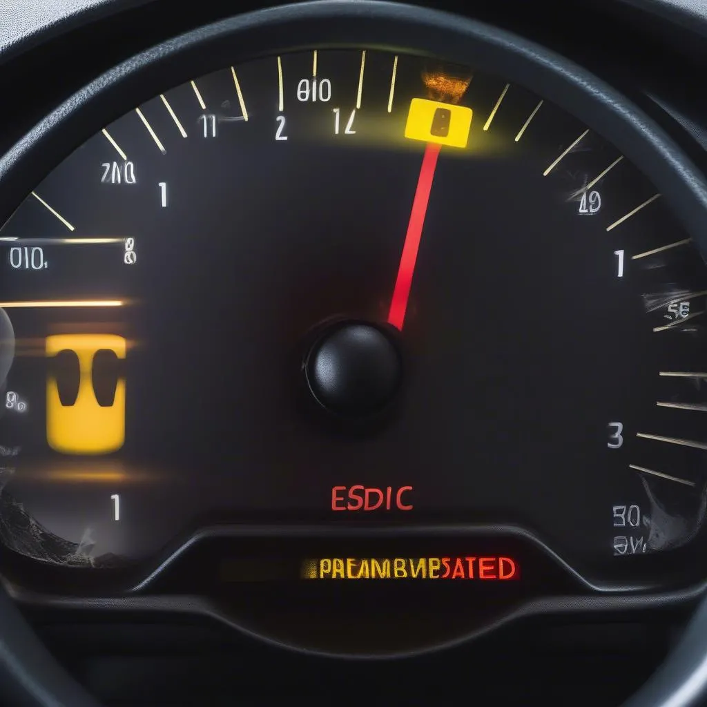 car dashboard with ESC warning light