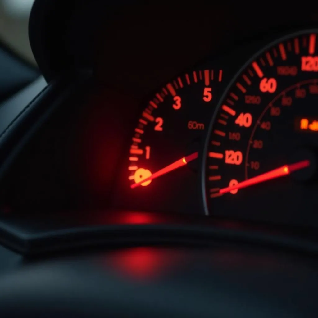 Car Dashboard with Flashing Security Light