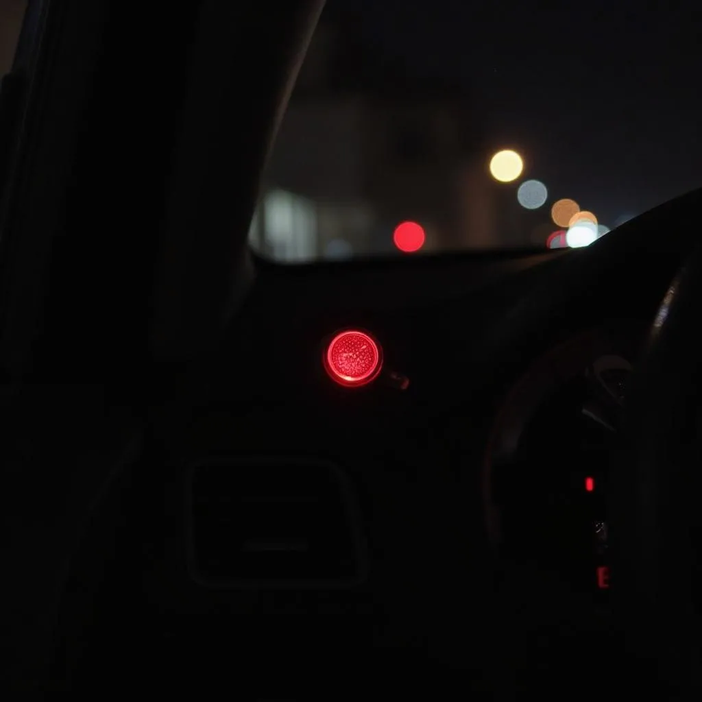 Car dashboard with rapidly flashing security light