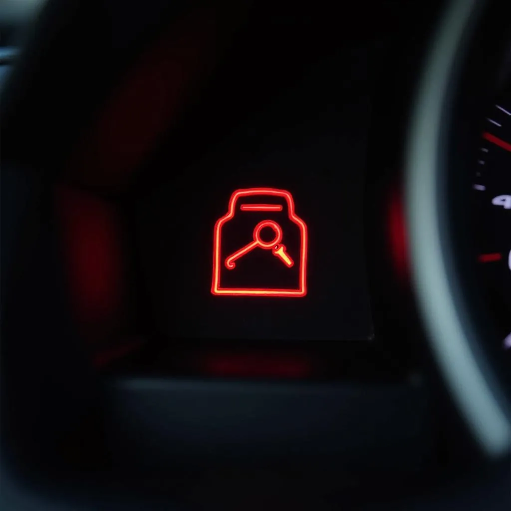 Car Dashboard with Illuminated Security Light