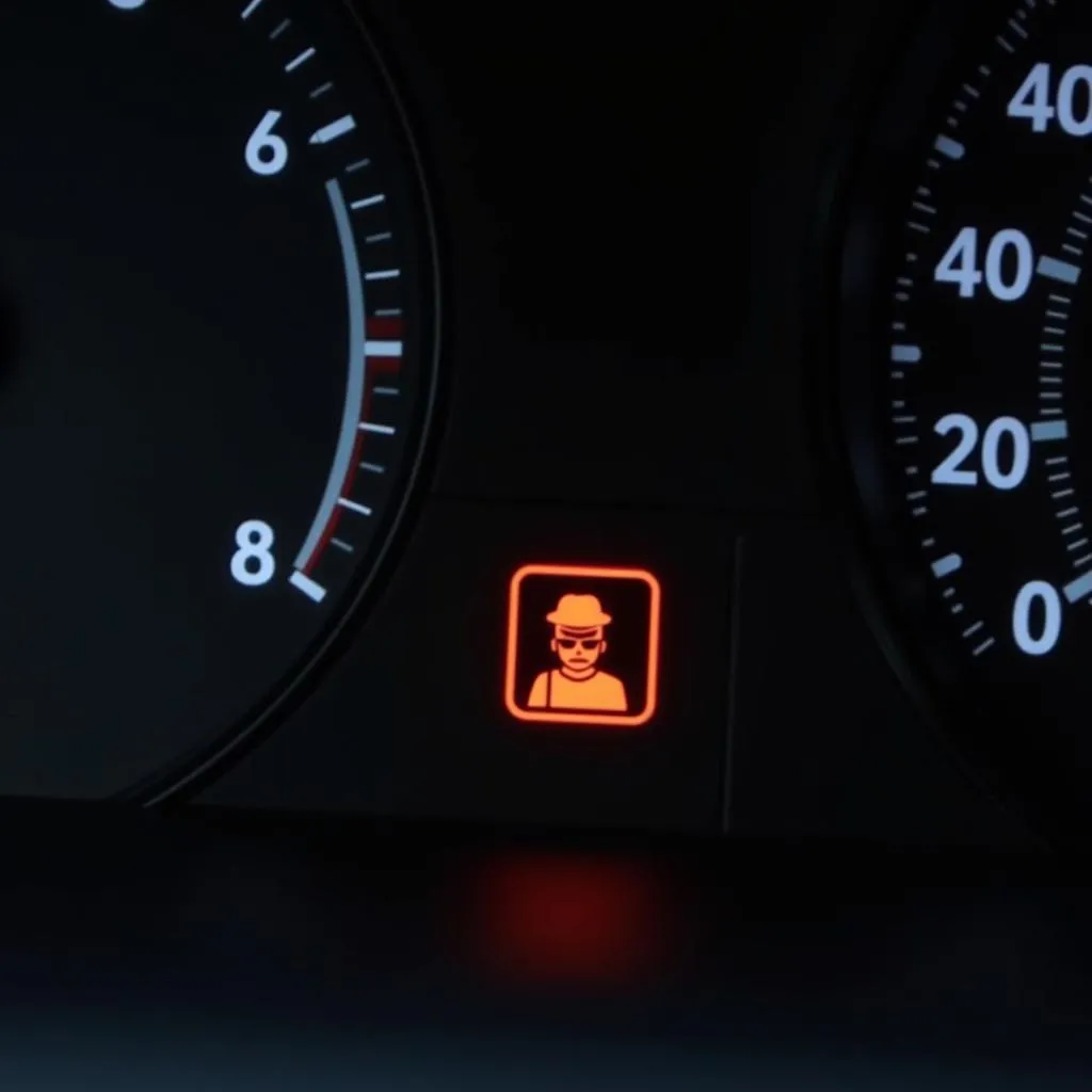 Car dashboard with illuminated security light