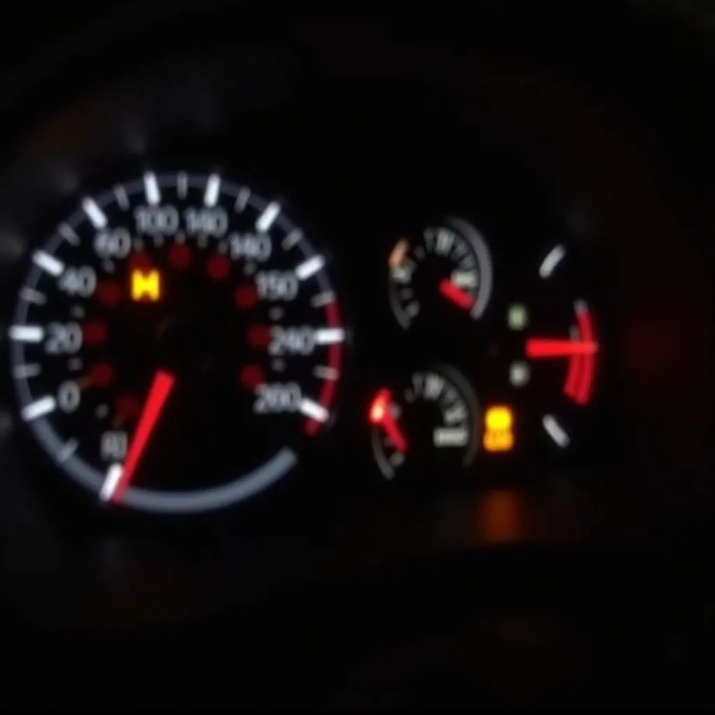 Car Dashboard with Warning Lights