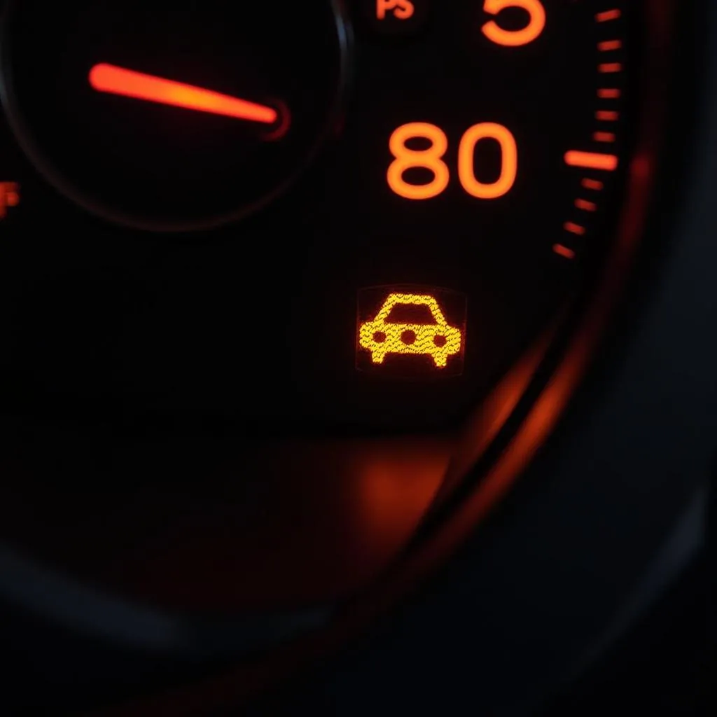 Car Dashboard With Warning Lights