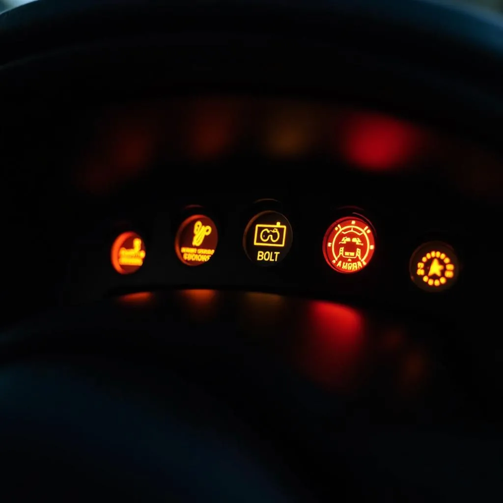 Car Dashboard with Warning Lights