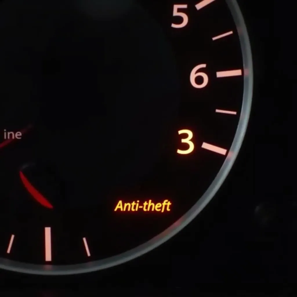 Car dashboard with warning lights