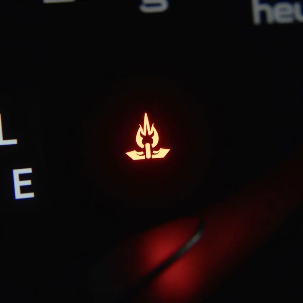 Car dashboard with warning lights illuminated