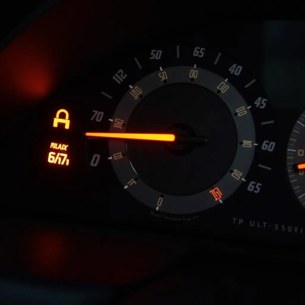 Car dashboard with warning lights