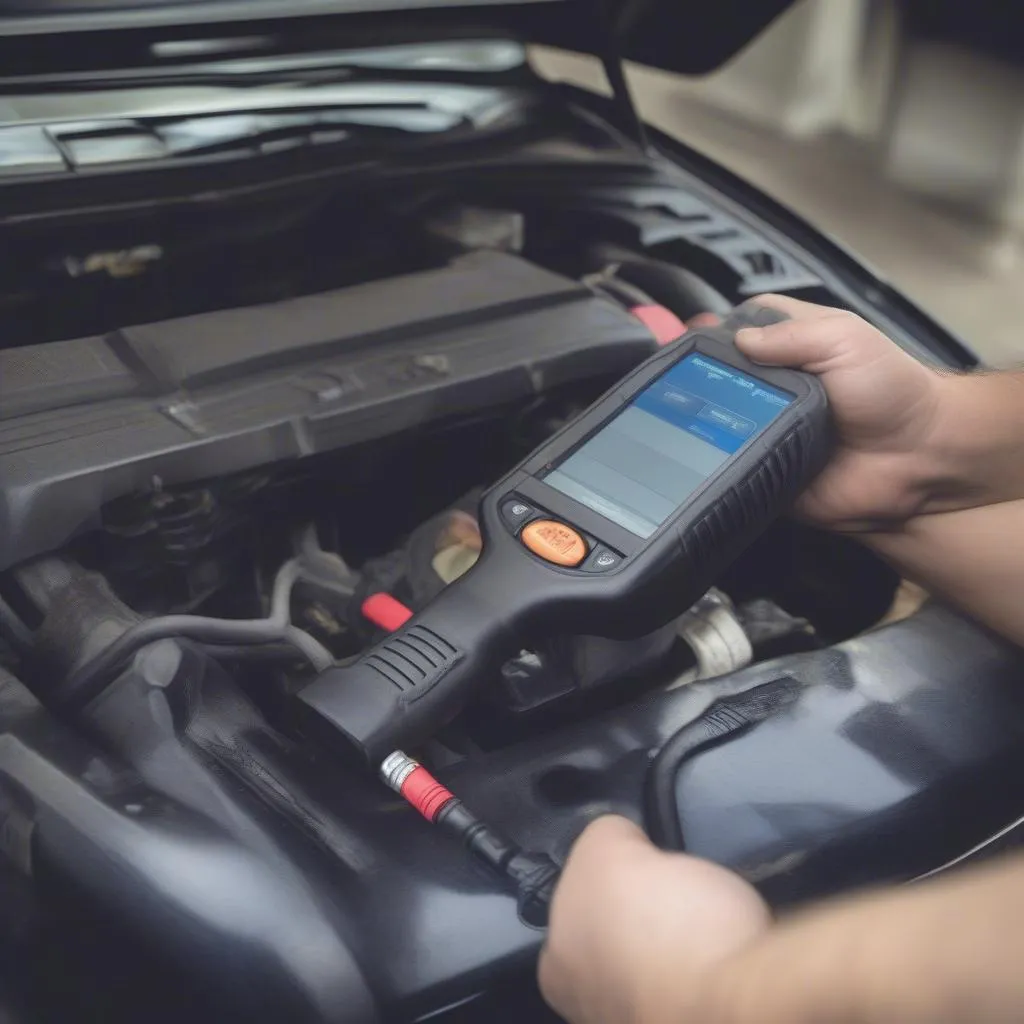 Car diagnostic scanner plugged in