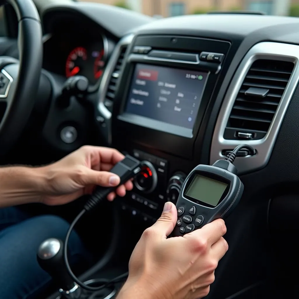 Car Diagnostic Scanner In Use