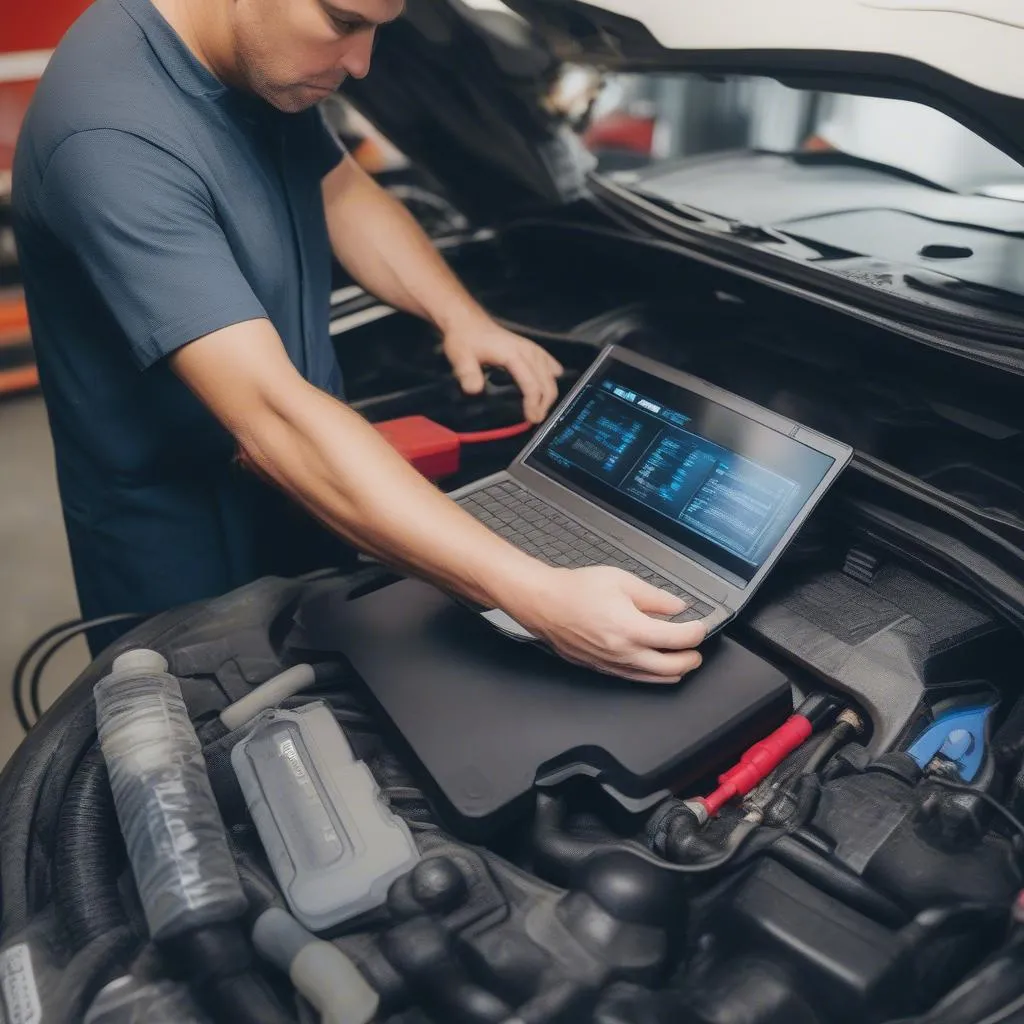 Laptop displaying car diagnostic software