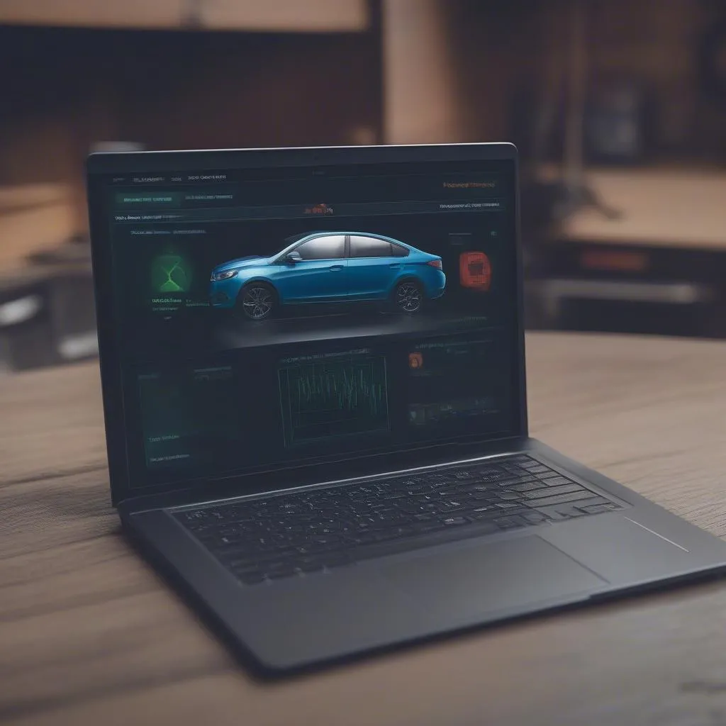 car diagnostic software interface on a laptop