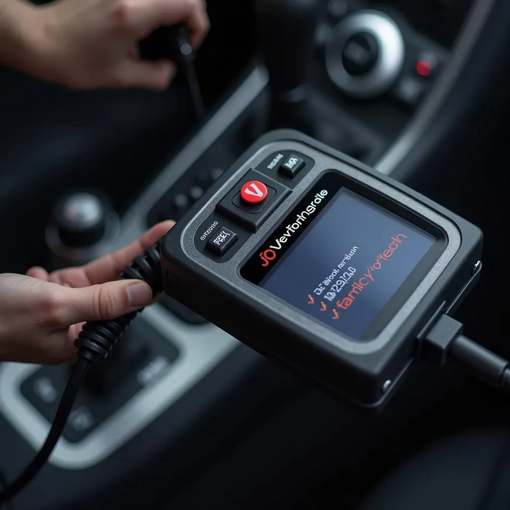 Car Diagnostic Tool Connected to Vehicle