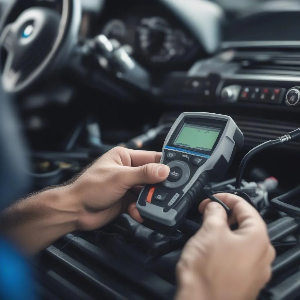 Car Diagnostic Tool Connected to a BMW