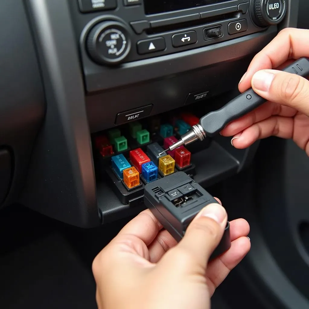 Inspecting Car Fuse Box