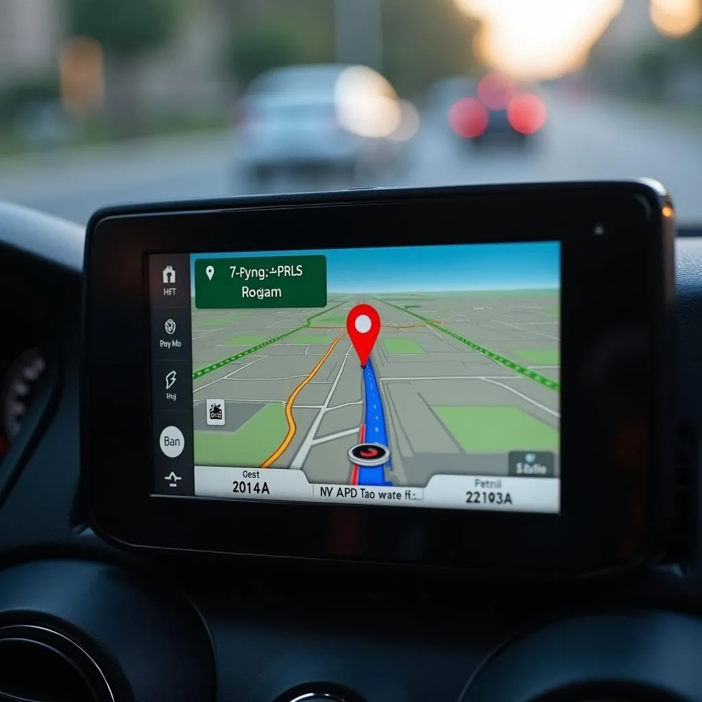 Car GPS navigation showing an incorrect location