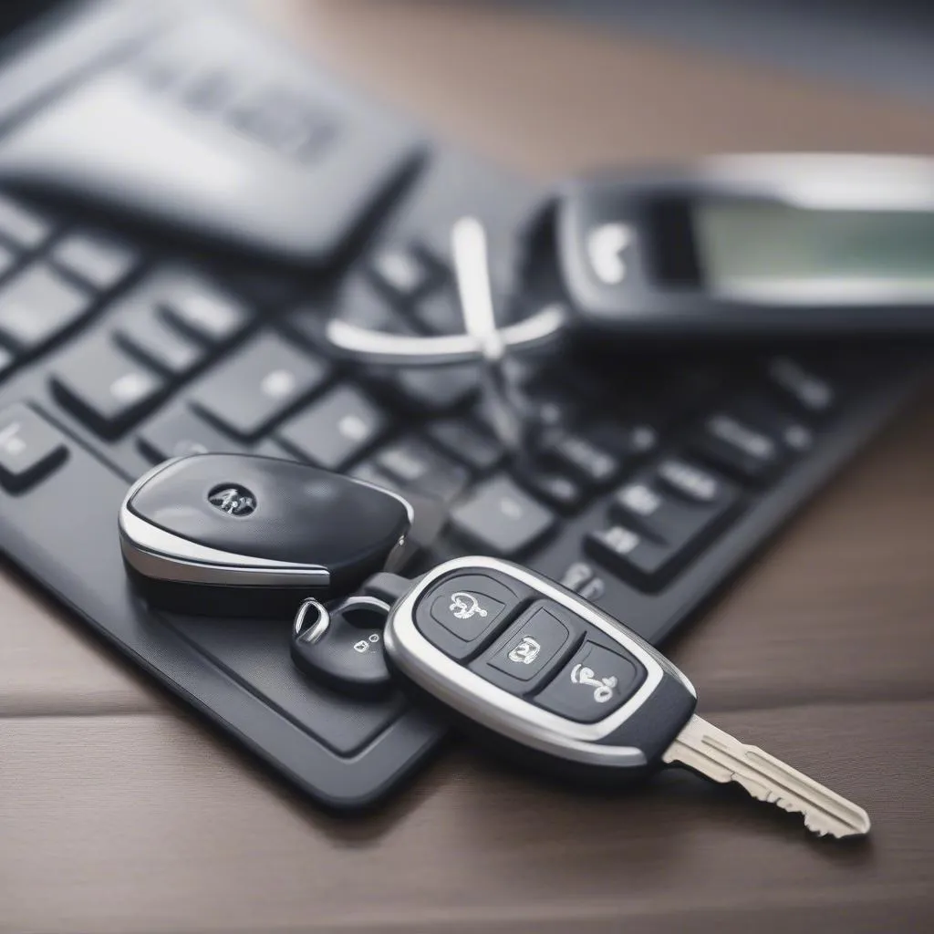 Car Key and Remote on Laptop