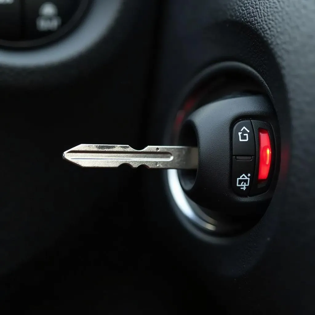 Car Key in Ignition Cylinder