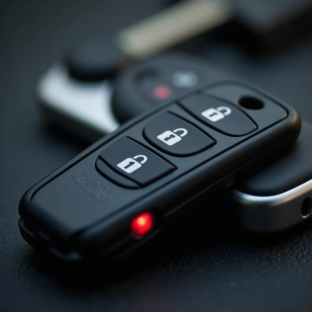 Modern car key with remote buttons