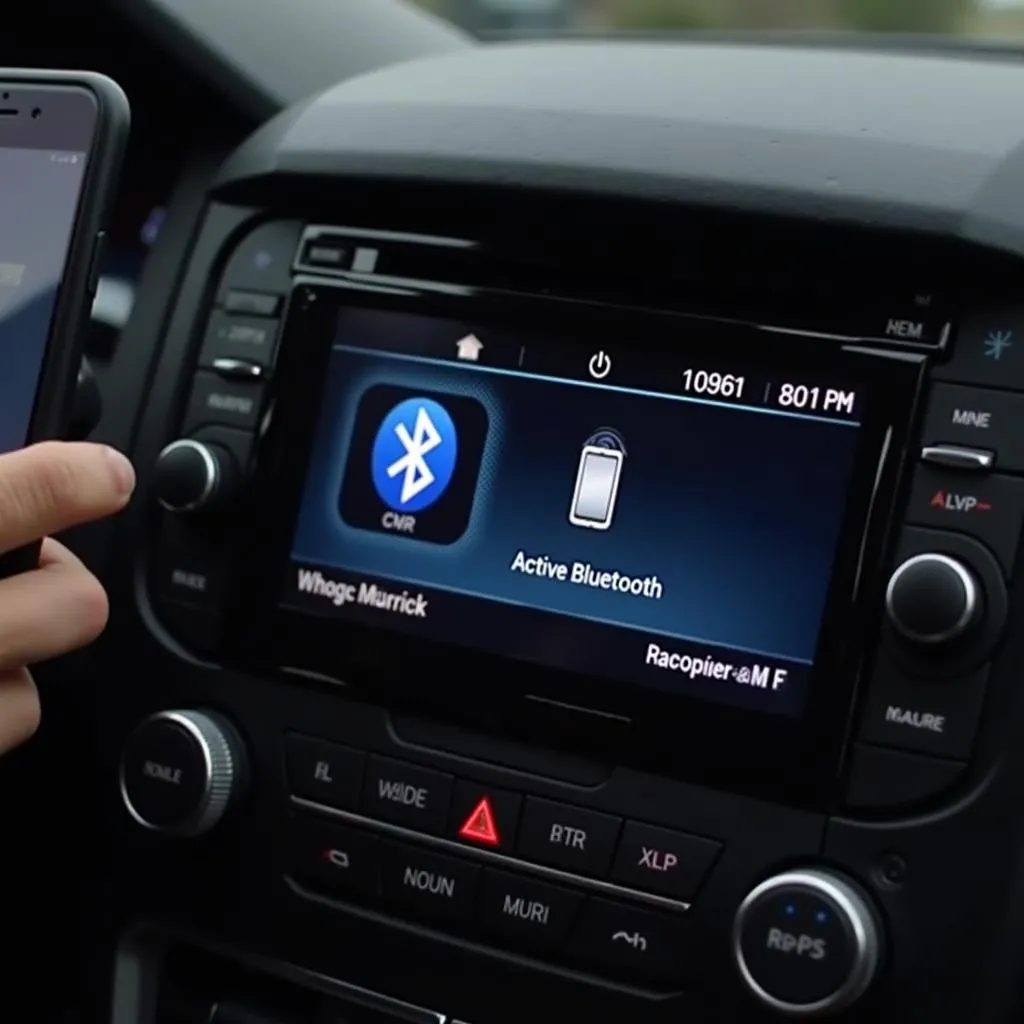 Car radio displaying Bluetooth connection