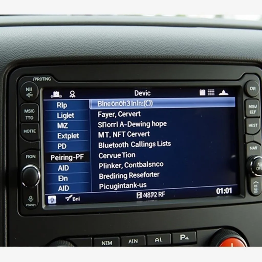 Car radio Bluetooth menu screenshot