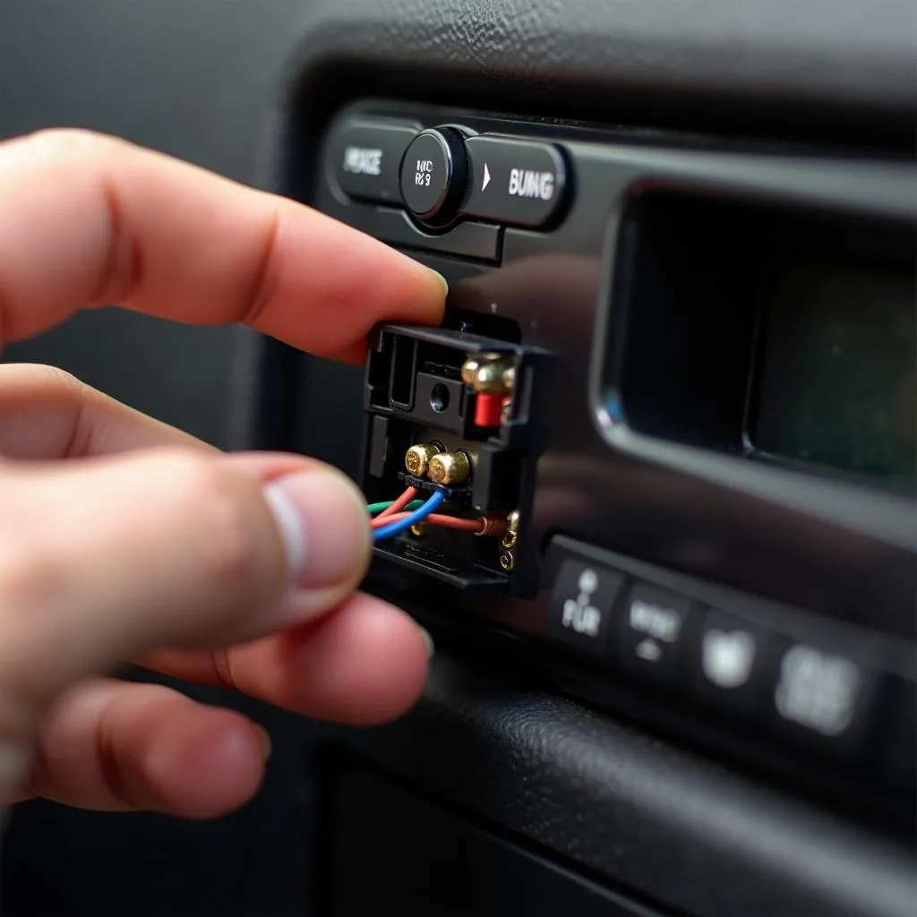 Inspecting a car radio Bluetooth receiver.