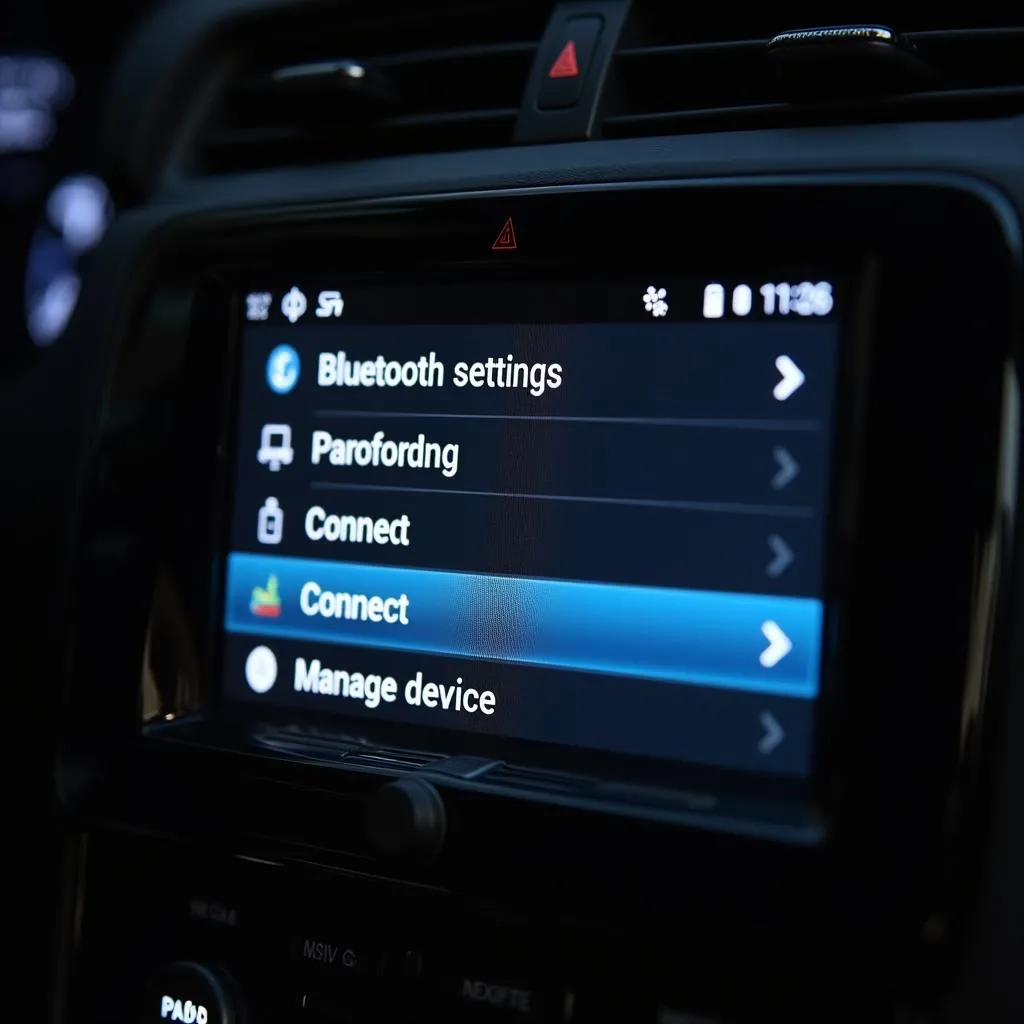 Car radio Bluetooth settings