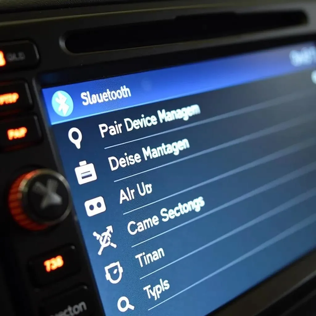 Car Radio Bluetooth Settings Menu