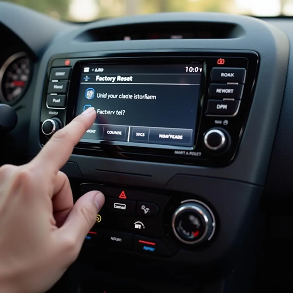 Performing a factory reset on a car's touchscreen radio